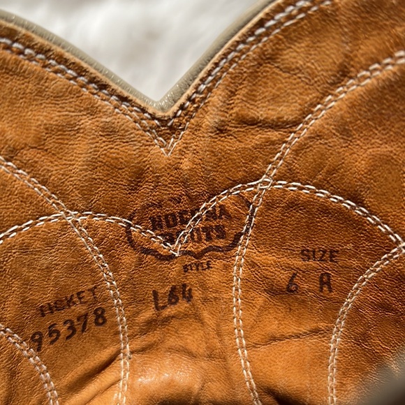 Nocona Lizard Toe Brown vantage Leather Western Boots Womens Size 6 A - Picture 4 of 13